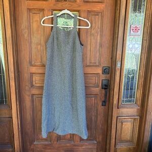 Vintage wool houndstooth long pinafore dress preppy